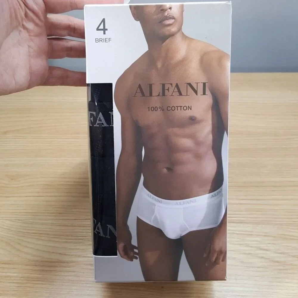 ALFANI Mens Briefs XXL Black 4-Pack 100% Cotton Underwear